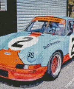 Blue And Orange Race Car Diamond Painting