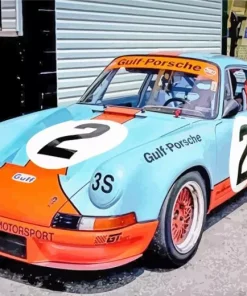 Blue And Orange Race Car Diamond Painting