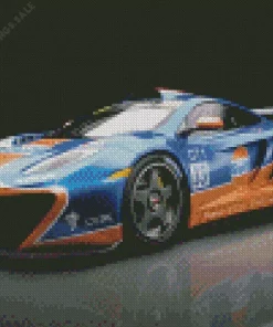 Blue And Orange Racing Car Diamond Painting