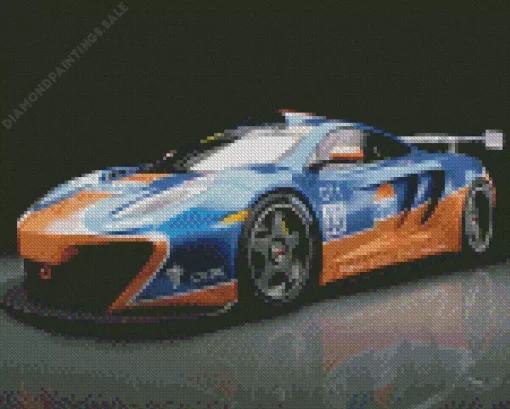 Blue And Orange Racing Car Diamond Painting