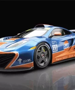 Blue And Orange Racing Car Diamond Painting