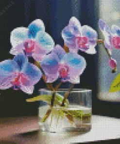 Blue And Pink Orchid In A Glass Diamond Painting