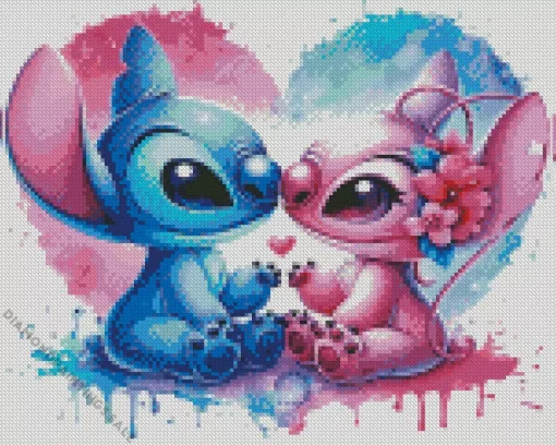 Blue And Pink Stitch Diamond Painting