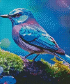 Blue And Purple Bird On Branch Diamond Painting