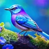 Blue And Purple Bird On Branch Diamond Painting