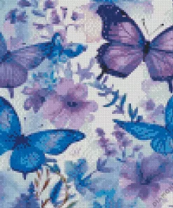 Blue And Purple Butterflies Diamond Painting