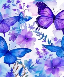 Blue And Purple Butterflies Diamond Painting