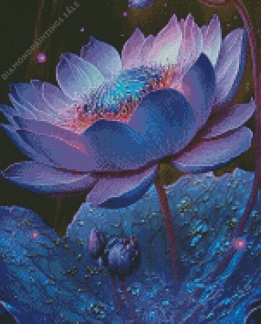 Blue And Purple Lotus Flower Diamond Painting