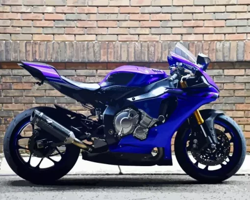 Blue and Purple Motorcycle Diamond Painting