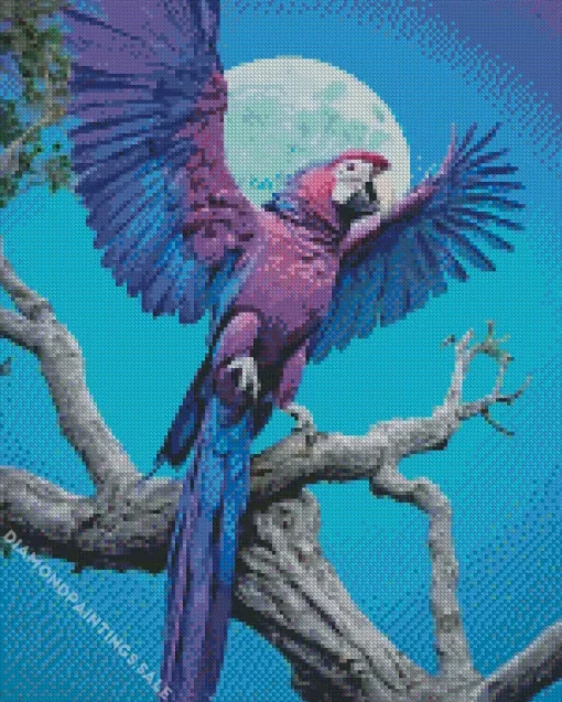 Blue And Purple Parrot Diamond Painting