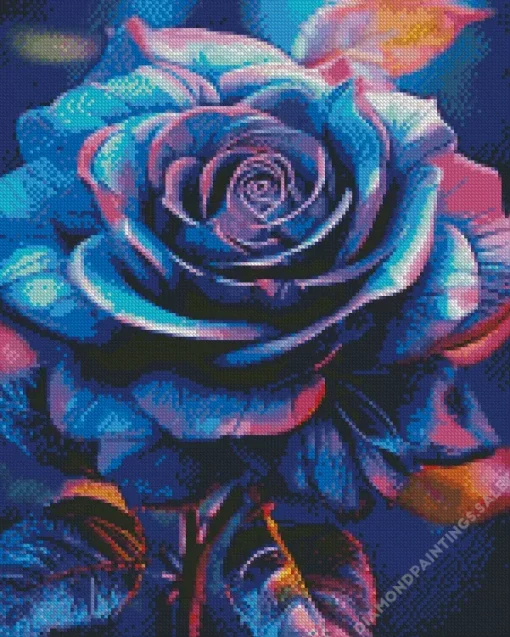 Blue And Purple Rose Diamond Painting