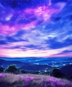 Blue And Purple Sunset Sky Diamond Painting
