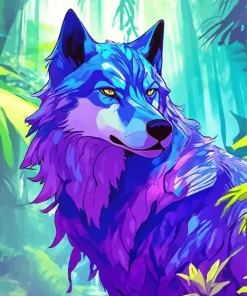 Blue And Purple Wolf Diamond Painting