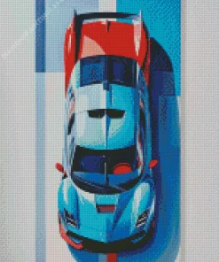 Blue And Red Car Diamond Painting