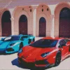Blue And Red Cars Diamond Painting