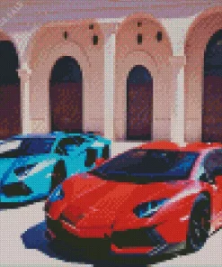 Blue And Red Cars Diamond Painting