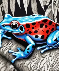 Blue And Red Frog Diamond Painting