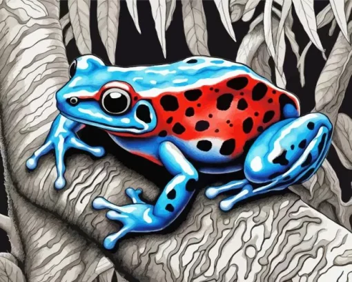 Blue And Red Frog Diamond Painting