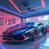 Blue And Red Lamborghini Diamond Painting