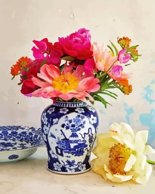 Blue And White Flower Vase Diamond Painting