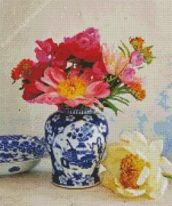 Blue And White Flower Vase Diamond Painting