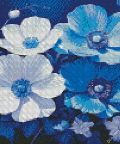 Blue And White Flowers Diamond Painting