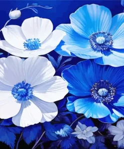 Blue And White Flowers Diamond Painting