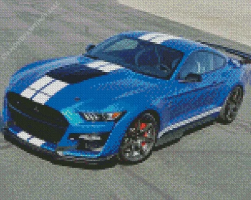 Blue And White Mustang Diamond Painting