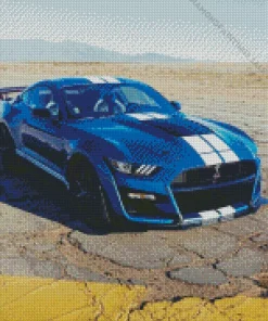 Blue And White Mustang Sport Car Diamond Painting
