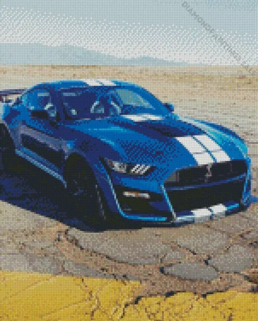 Blue And White Mustang Sport Car Diamond Painting