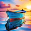Blue Boat At Sunset Diamond Painting