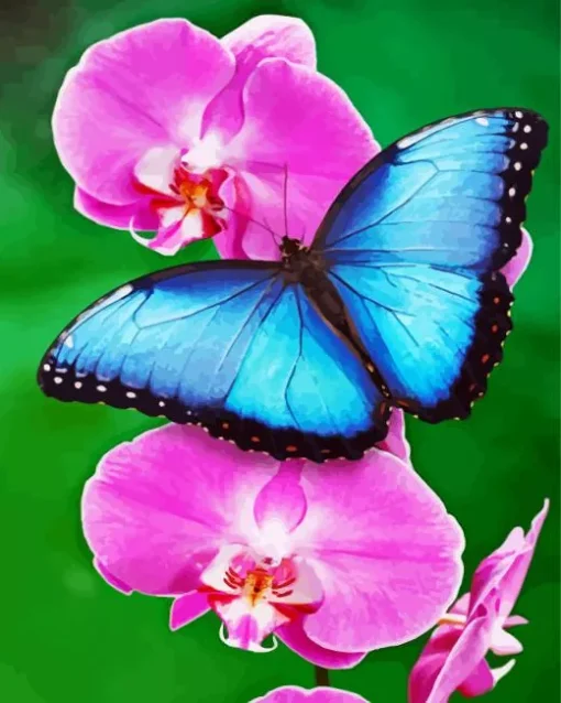 Blue Butterfly And Flower Diamond Painting