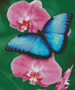 Blue Butterfly And Flower Diamond Painting