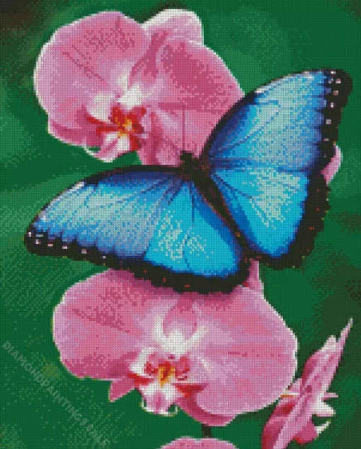 Blue Butterfly And Flower Diamond Painting