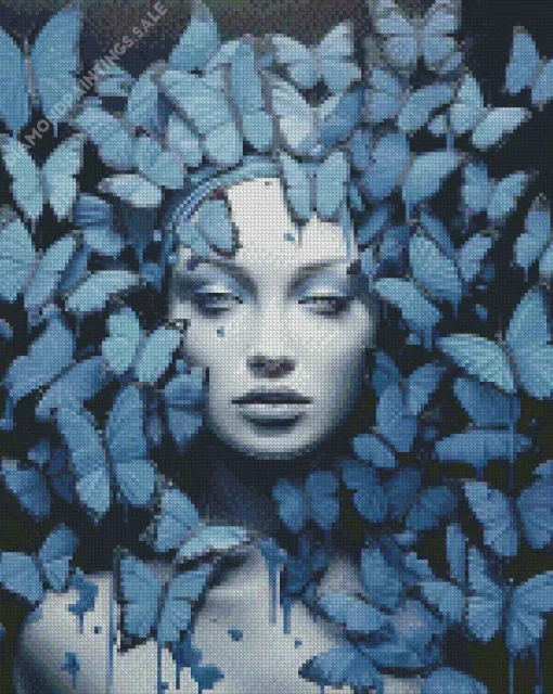 Blue Butterfly Girl Diamond Painting