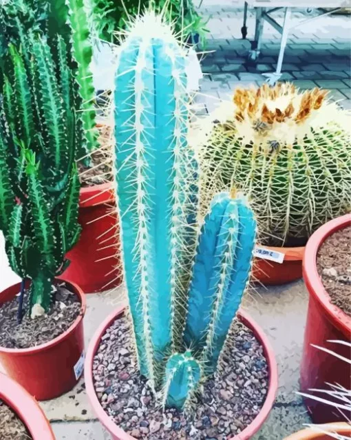 Blue Cactus Pot Diamond Painting