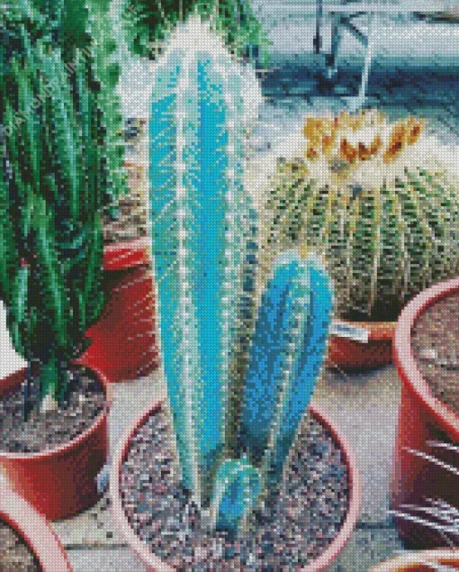 Blue Cactus Pot Diamond Painting
