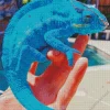 Blue Chameleon On Hand Diamond Painting