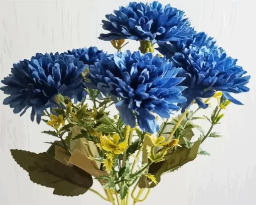 Blue Chrysanthemum Bouquet Diamond Painting
