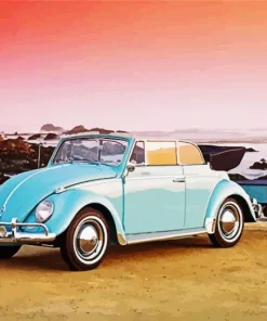 Blue Convertible Beetle Diamond Painting
