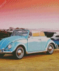 Blue Convertible Beetle Diamond Painting