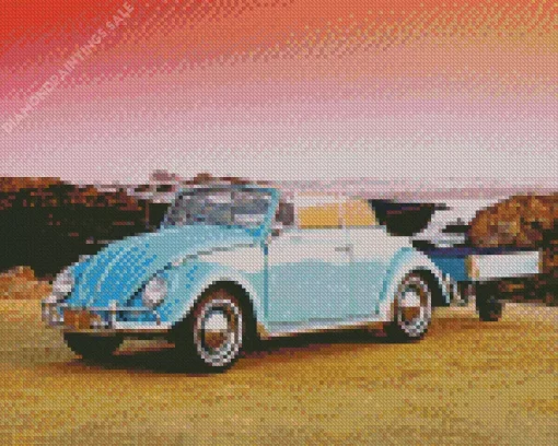 Blue Convertible Beetle Diamond Painting