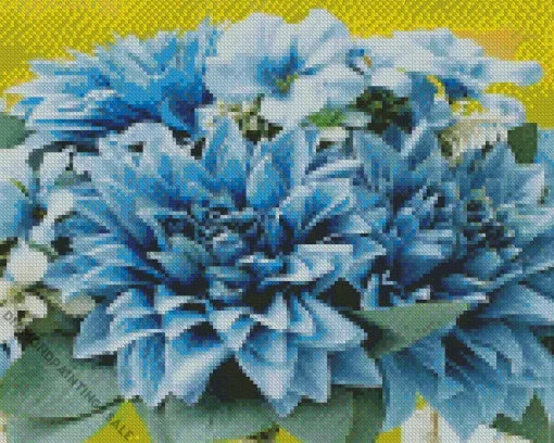 Blue Dahlia Bouquet Diamond Painting