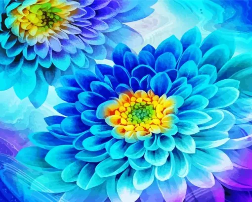 Blue Dahlia Flower Diamond Painting