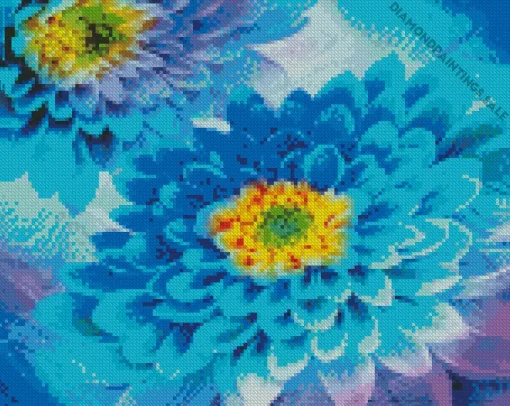 Blue Dahlia Flower Diamond Painting