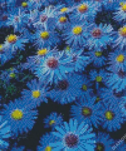 Blue Daisies Flowers Diamond Painting