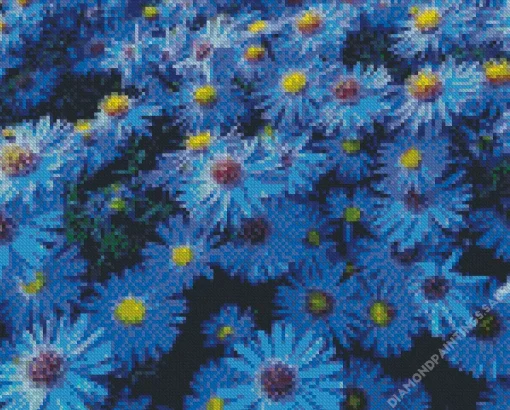 Blue Daisies Flowers Diamond Painting