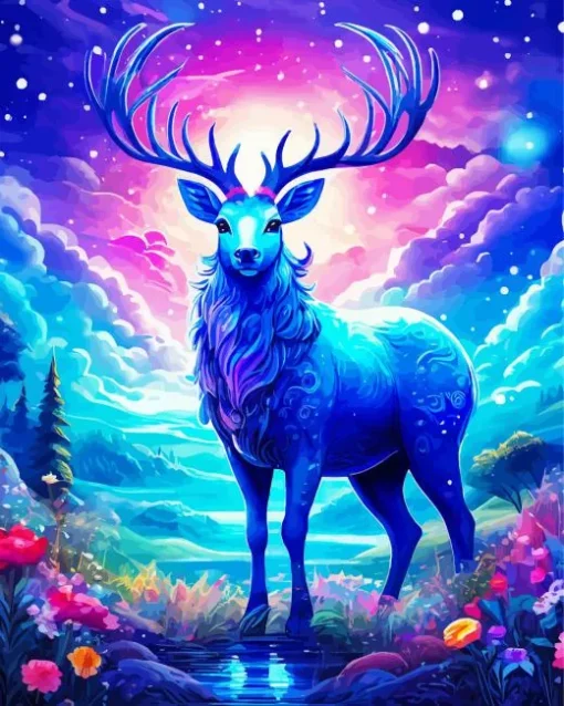 Blue Deer Diamond Painting