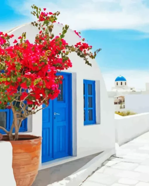 Blue Door Greece Diamond Painting
