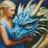 Blue Dragon And Lady Diamond Painting